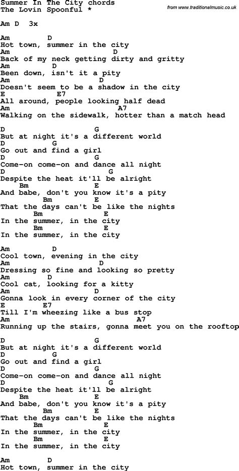 song lyrics hot time summer in the city|summertime in the city song.